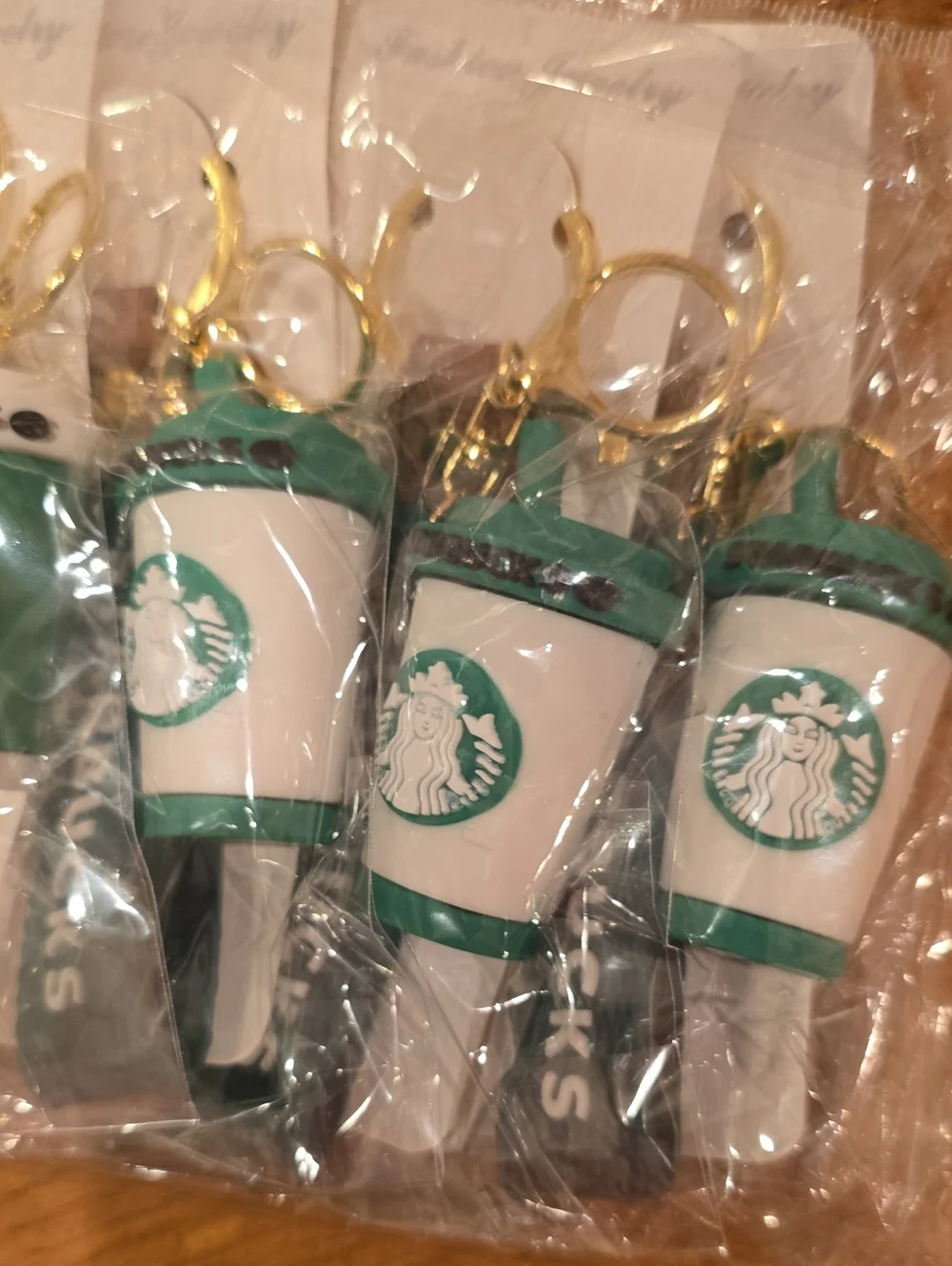 BULK Starbucks Coffee Cup Keychain Set with Gold Hardware